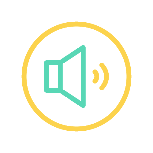 Animated GIF icon showing Roam smart tracker loud sound locator ping feature with speaker and sound wave animation for finding lost items