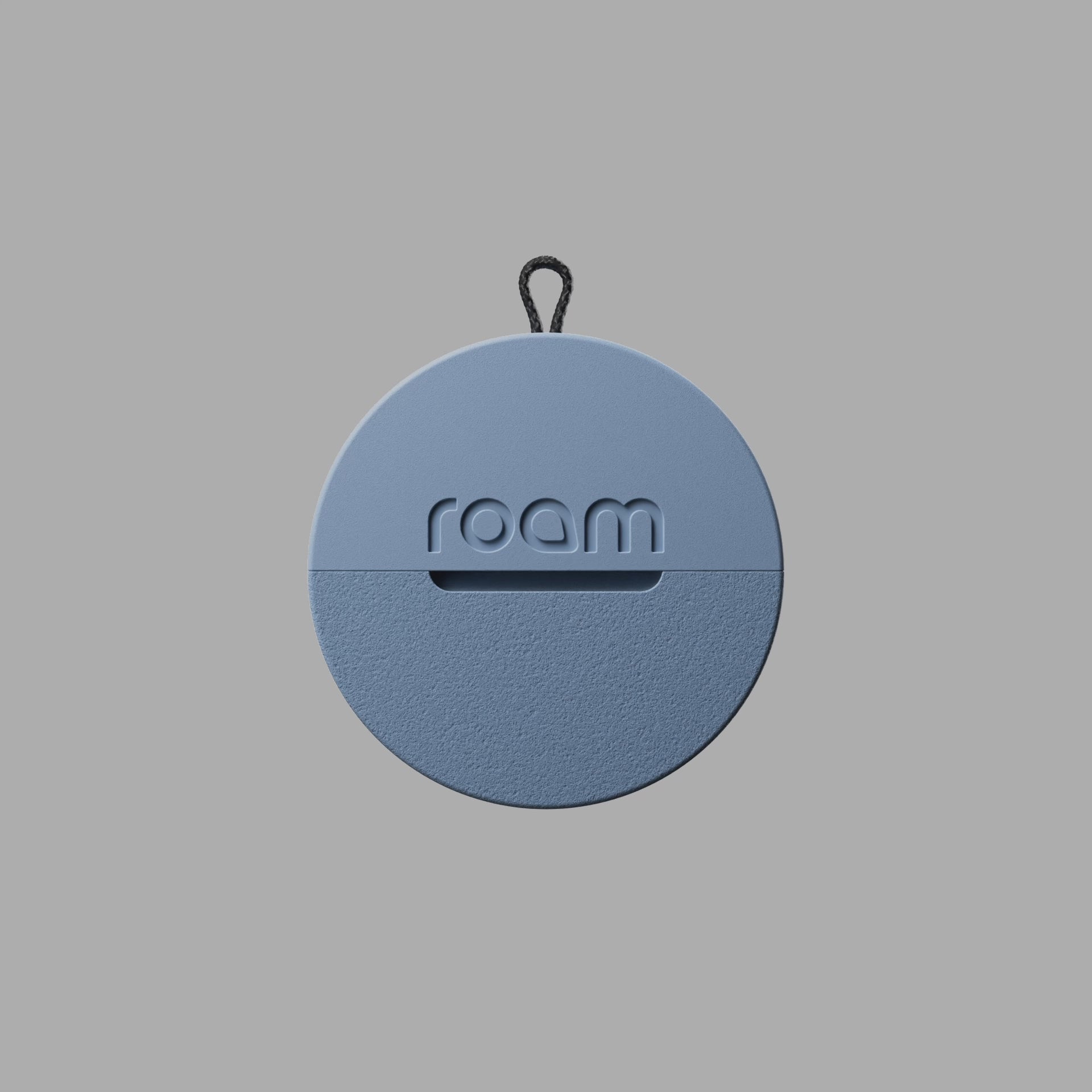 Load video: Roam smart tracker unclipping animation demonstrating quick release from elastic strap attachment for easy item tracking setup