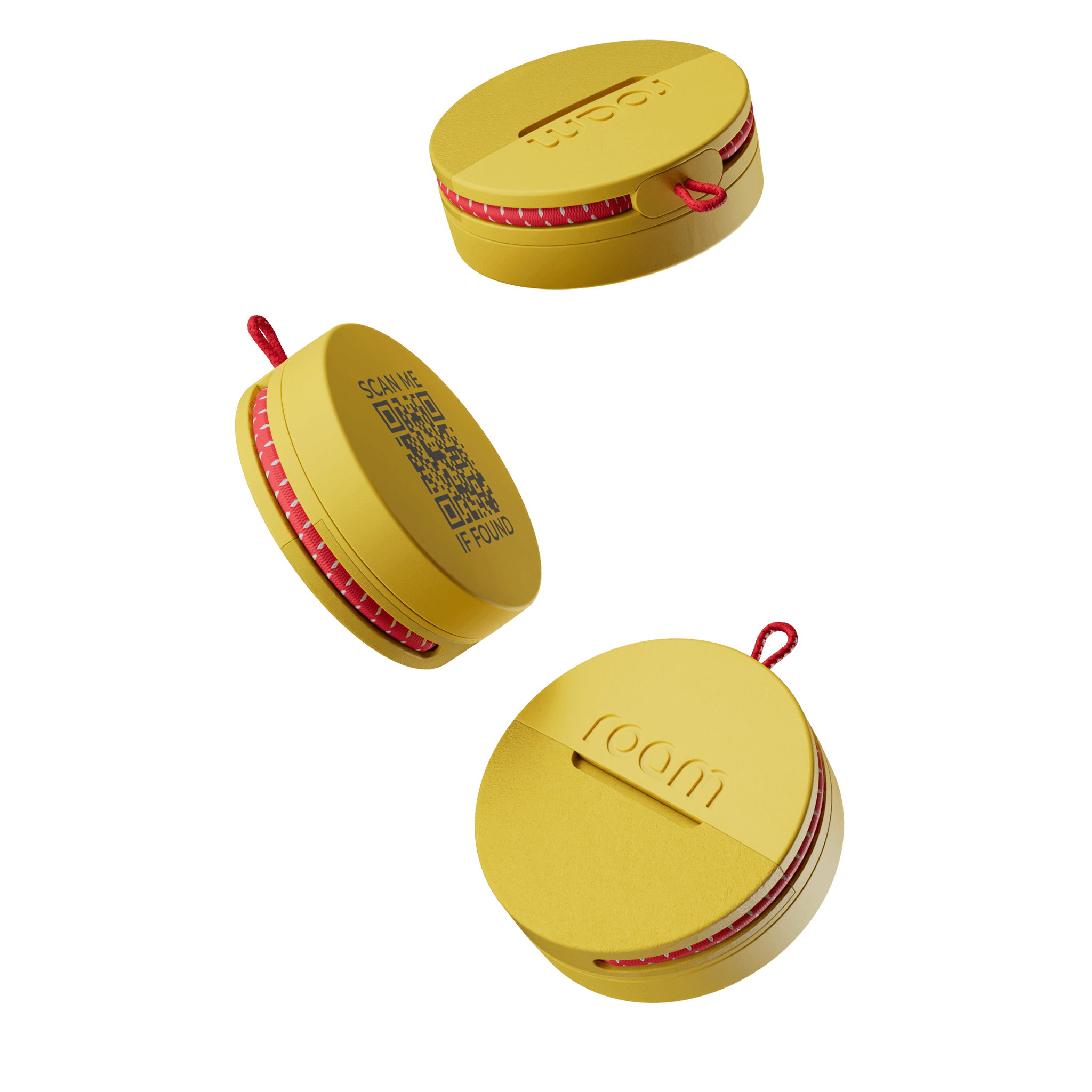 Yellow Roam Smart Tracker tag, 1-year+ battery, QR recovery, free Android/iOS tracking.