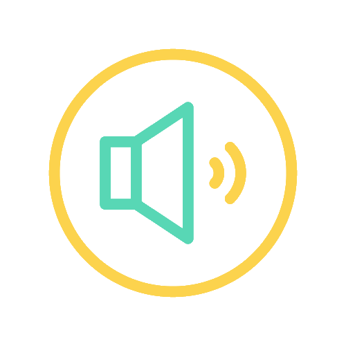Animated GIF icon showing Roam smart tracker loud sound locator ping feature with speaker and sound wave animation for finding lost items